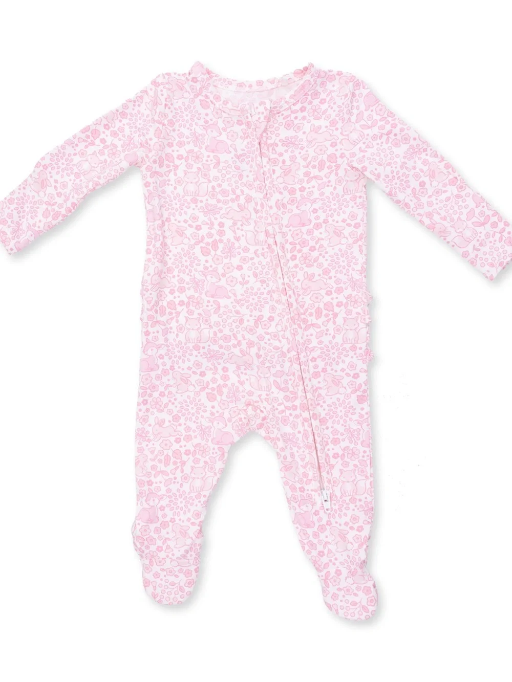 Angel Dear Pink Bunny Floral Woodland Footie 0-3 3-6 6-9 months
